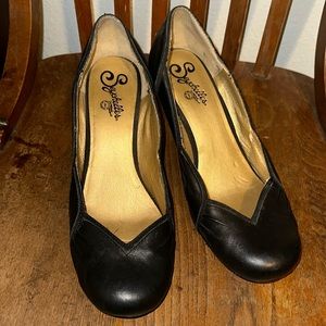 Seychelles vintage black wedge 8.5 leather